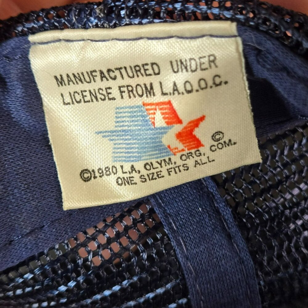 Vintage 1984 Los Angeles Olympics Mesh Trucker Hat Red White Blue Snapback - Picture 10 of 12